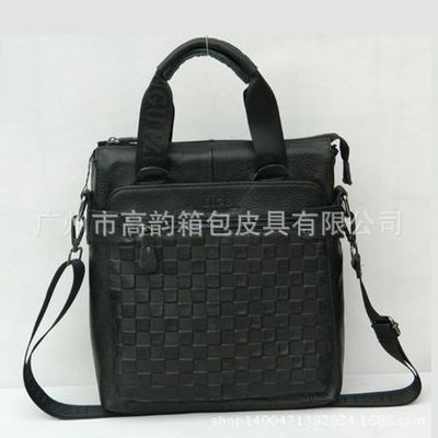 廣州高韻箱包皮具工廠大量現貨提供男士全牛皮單肩手提包Y7088-1#