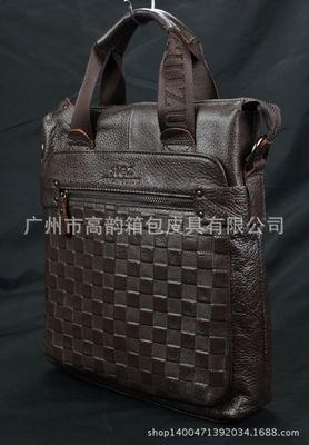 廣州高韻箱包皮具工廠大量現貨提供男士全牛皮單肩手提包Y7088-1#